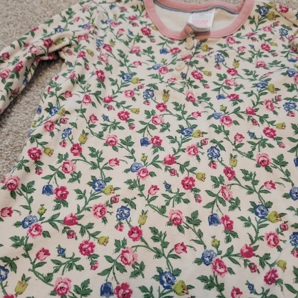 Mini Boden Henley Floral Snug Long Sleeve Pajama Top Size 8 Years